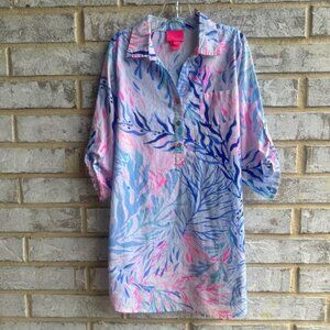 Lilly Pulitzer Natalie 3/4 Sleeve Kaleidoscope Tunic Shirt Girls Size L